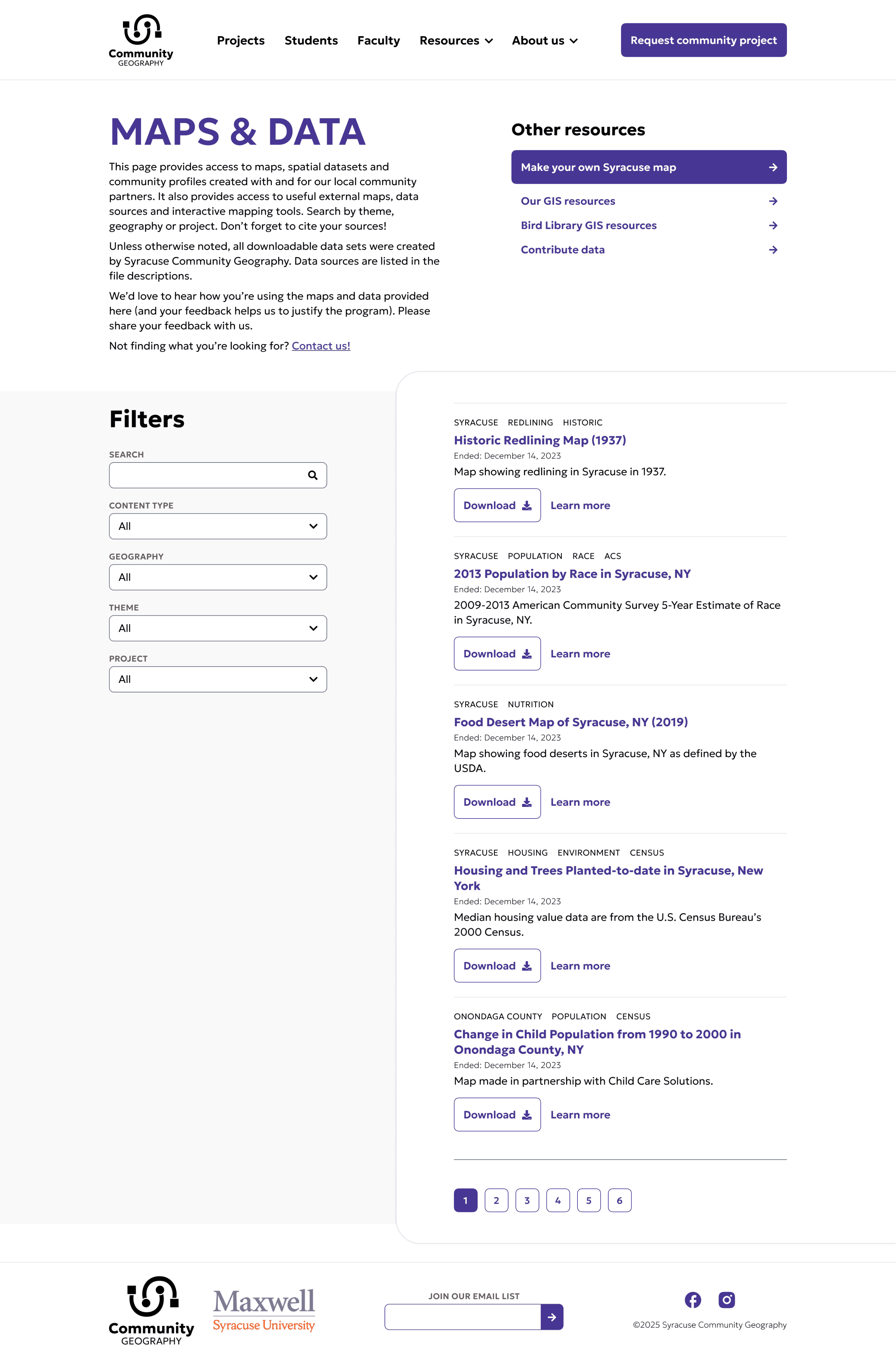 Maps and data page